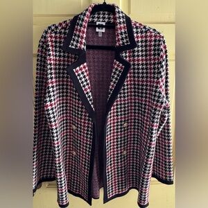 Anne Klein Size Medium Red and Black Houndstooth Blazer